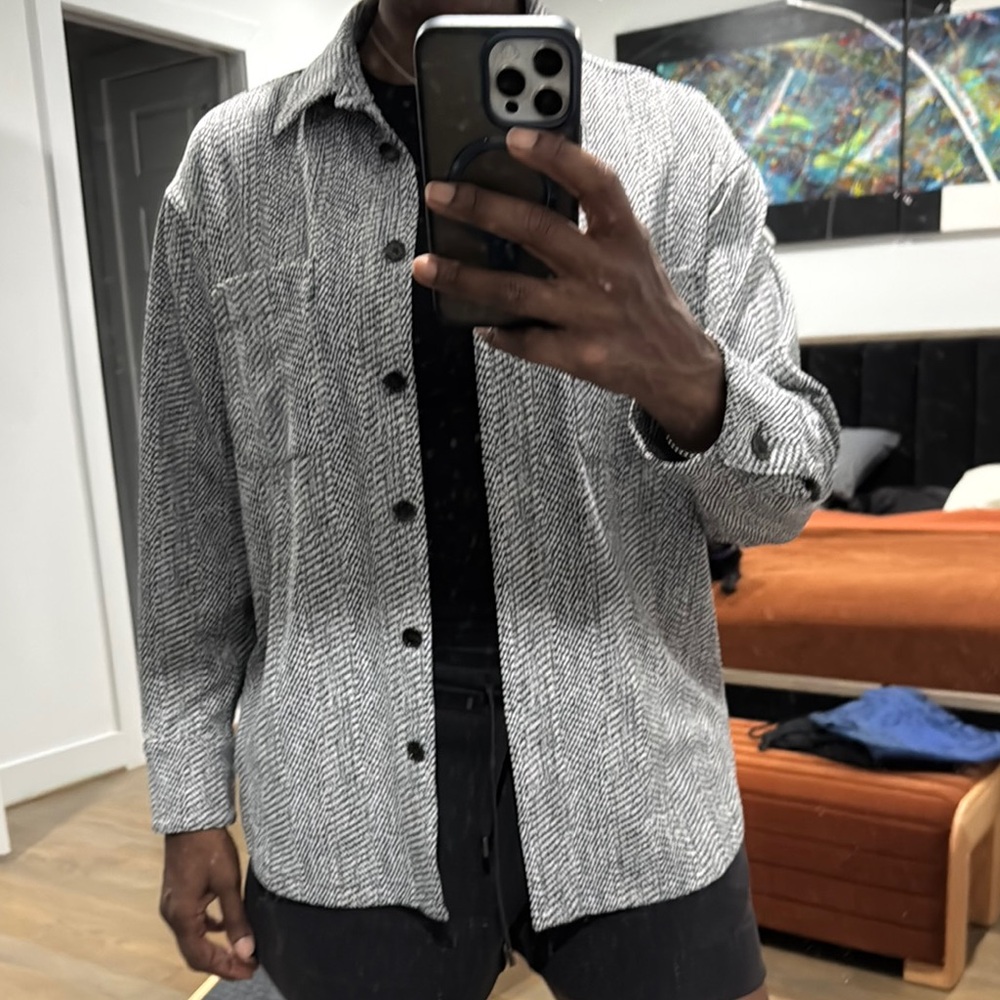 Stylish Black and White Button-Up Shirt